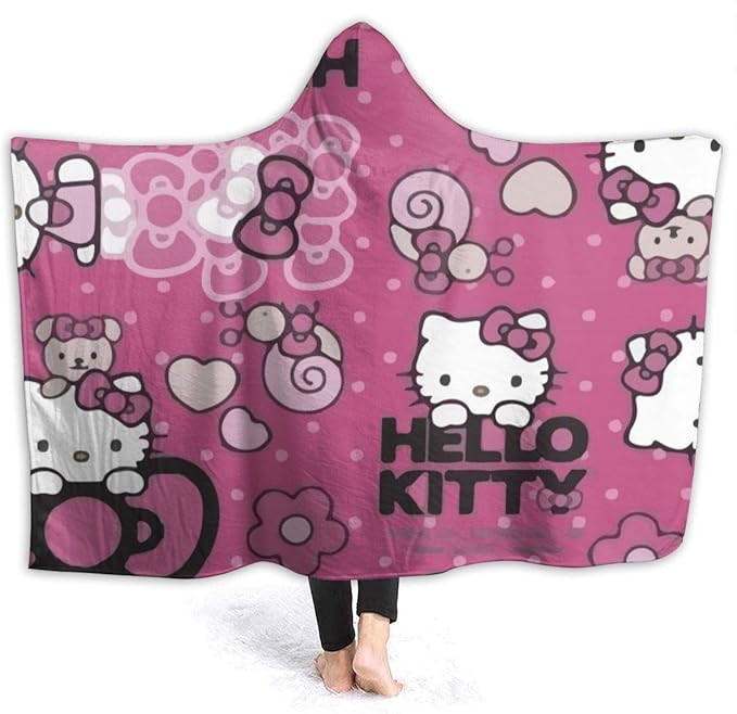 LIUYAN Fleece Hooded Blanket Hello Kitty Party Tim Throw