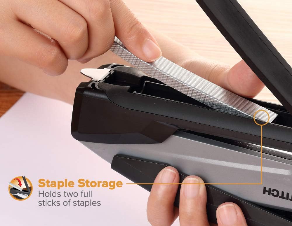 Bostitch Office Executive Stapler - 3 in 1 Stapler - One Finger, No Effort, Spring Powered Stapler, Black/Gray (INP20), 20 Sheets : Office Products