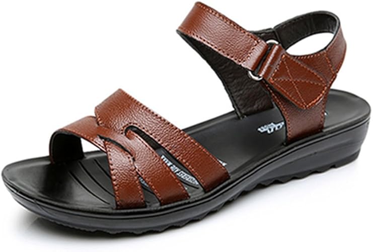 Amazon Hr株式会社 レディース サンダル オープントゥ フラット ぺたんこ 柔らかい カジュアル 歩きやすい 婦人靴 女性用 夏 軽量 日常 お年寄りシューズ アウトドアサンダル ブラウン 25センチ ファッションサンダル