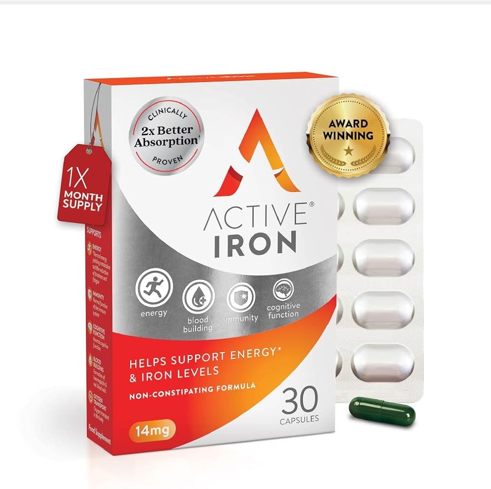 Solvotrin Active Iron Supplement 14mg - Gentle, Highly Absorbed 30 Capsules