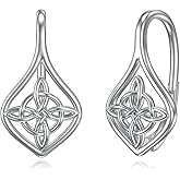 Celtic Knot Earrings Sterling Silver Trinity Knot/Witches Knot Leverback Earrings Irish Jewelry Gifts for Women