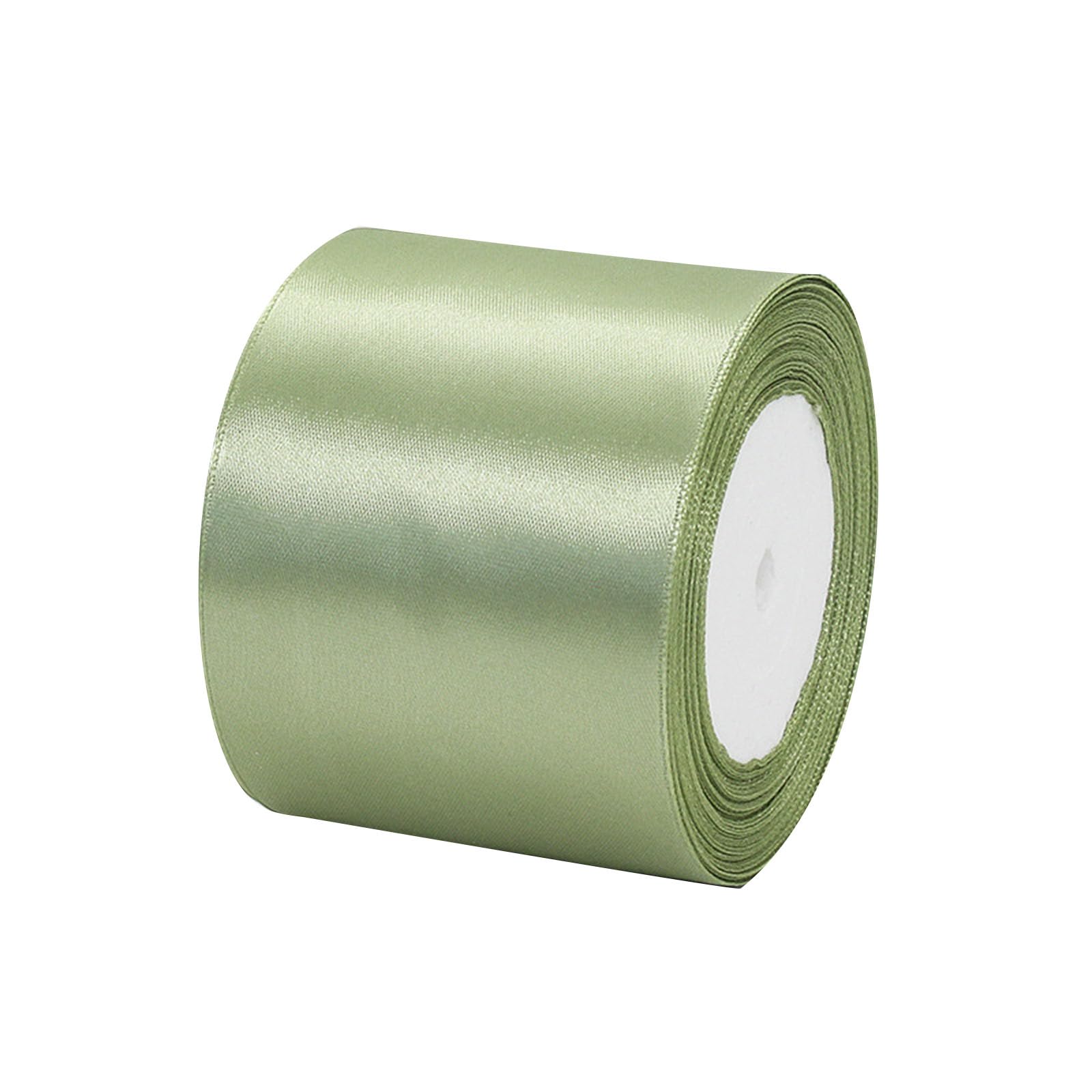 Thin Sage Green Satin Ribbon 75mm 22m for Gift Wrapping, Balloon, Cake, Silk Thick Blue for Crafting, Wedding, Hair Bows, Bouquets, Party, Cake Decorations