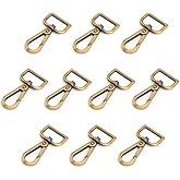 10 Pcs Swivel Clasps 1" D Ring Lobster Clasp Claw for Strap Push Gate Lanyard Swivel Snap Hook Clips(Antique Brass
