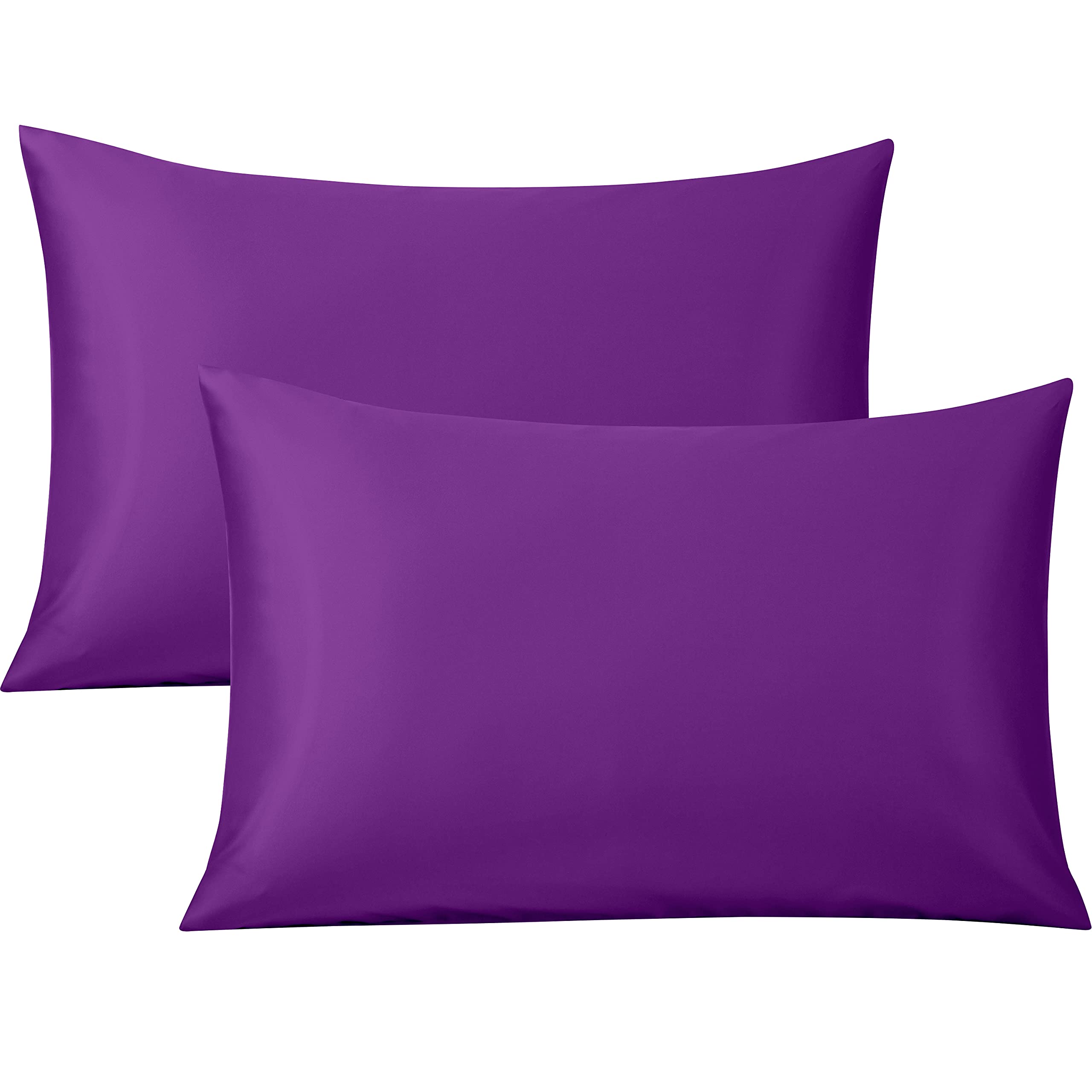 FLXXIE 2 Pack 500 Thread Count 100% Egyptian Cotton Pillowcases, Super Cozy and Breathable Queen Pillow Cases with Envelope Closure, 50x75 cm, Purple