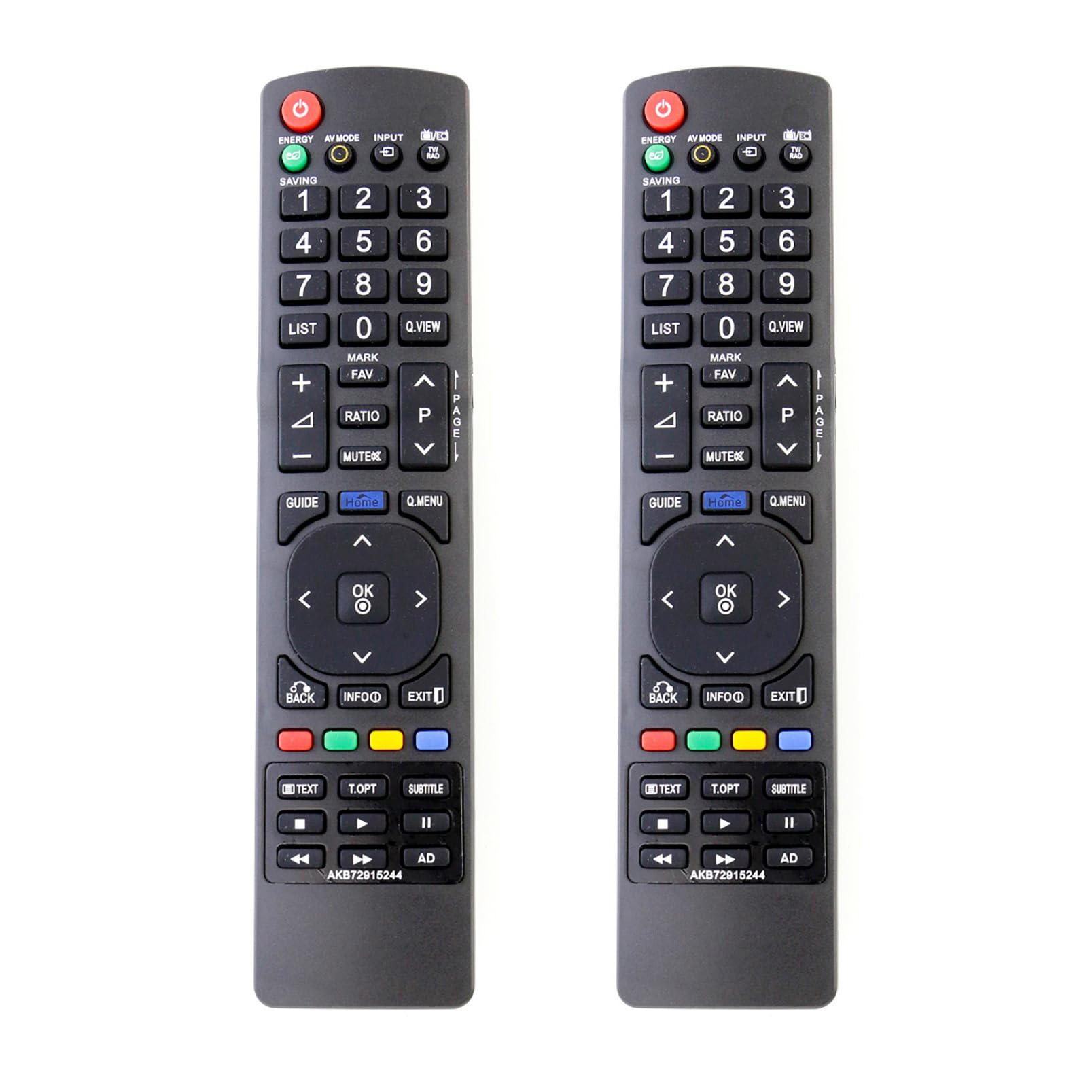2Pcs AKB72915244 Replace Remote Control fit for LG LED LCD Plasma TV 19LV2500 26GM250 37LH7020 42LH5700 32LK330 32LD465 37LK430 42LM620S 42LM660S 50PM9700 22LV250U 32LV2500 42LF5700 32LK430