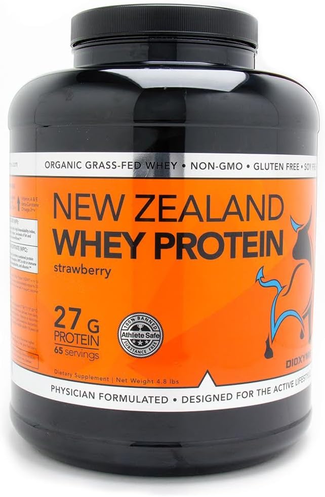 Dioxyme 5lb Grass Fed Ultra Whey Protein - Whey Isolate | 27gm Protein/serv. (5lb Strawberry)