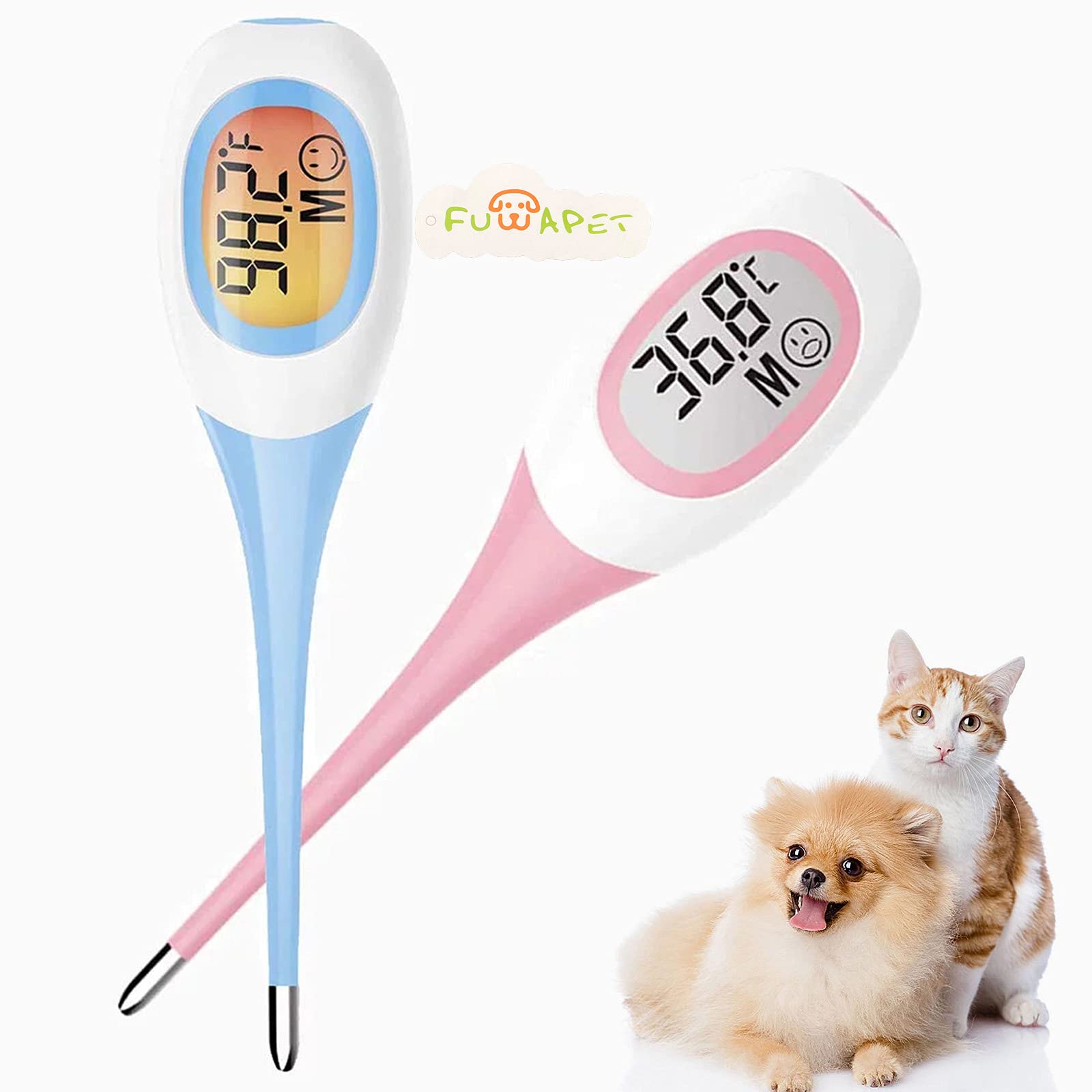 ペット用 電子体温計 デジタル温度計 検温 犬 猫 いぬ ねこ ペット用検温器 先端やわらか仕様で安全 検温しやすい 8秒スピード測定 大画面LCD操作簡単 防水タイプ 測定精度:±0.1℃ 付属カバー付き 電池交換可能 (ピンク) の商品画像
