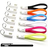 Wilist 6 Pack Short Apple Lightning Cable with Keychain Key Ring Lightning 8 Pin to USB A Adapter Data Cable Sync Charger Cord Support Quick Charge 2.0 or 3.0 Made for iPhone iPad iPod ~ 8 Inch