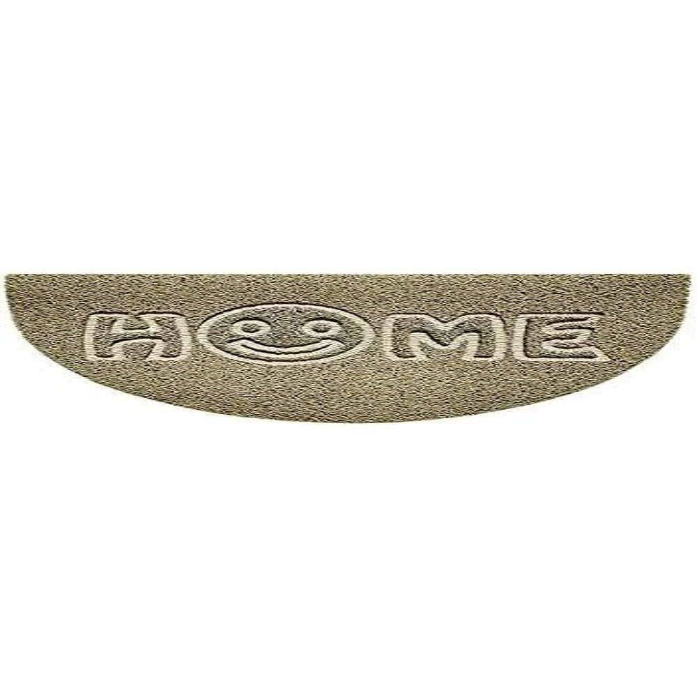 Nicoman Embossed Halfmoon Half Circle Door Mat Dirt-Trapper Jet-Washable Doormat 70x44cm (Beige, HOME SMILEY FACE Shape) - Use on Carpet ONLY
