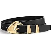 HERAINBOS Skinny Belt, Black Leather Belt Women Belts for Jeans Dresses Pants with Adjustable belt Buckle 1” Width