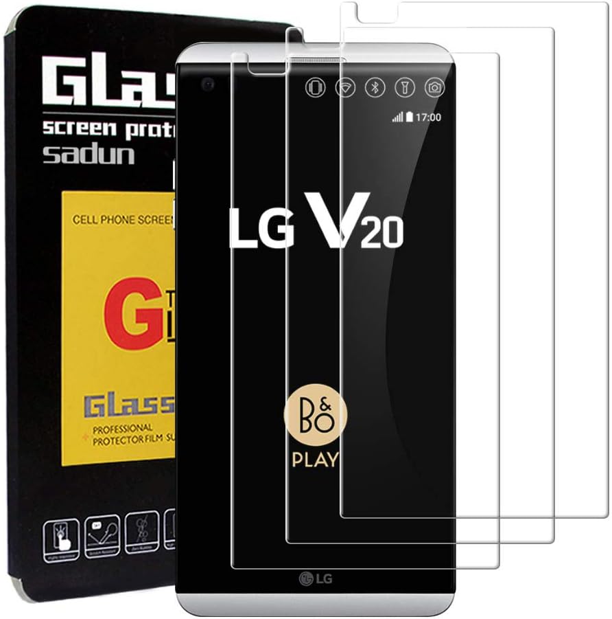 LG V20/V20 Plus Screen Protector[3 Pack],Sadun[3D Round][9H Hardness][Anti Scratch][Bubble Free] 0.25mm HD Clear Tempered Glass Screen Protector Film for LG V20/V20 Plus