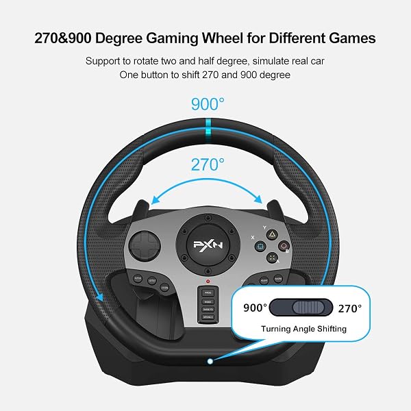 PXN GAMING RACING WHEEL V9 STEERING WHEEL 270/900° CAR SIMULATION WITH PEDAL AND SHIFTER, PADDLE SHIFTERS DRIVING WHEEL FOR PC, PS4, XBOX ONE, XBOX SERIES X|S, SWITCH