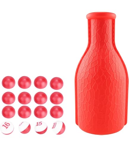 Botella Mezcladora Kelly De Billar Con 16 Canicas Numeradas – Accesorio De Plástico Para Juegos De Grupo (6,5x16,2 Cm)