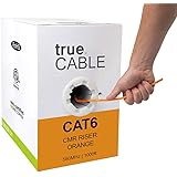 trueCABLE Cat6 Riser (CMR), 1000ft, Orange, 23AWG 4 Pair Solid Bare Copper, 550MHz, ETL Listed, Unshielded Twisted Pair (UTP)