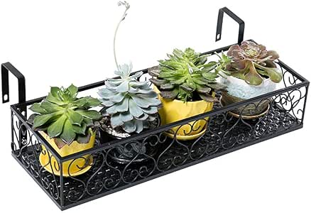 LOVEQIZI Soporte de Flores para Balcones, Estante Colgante de Hierro
