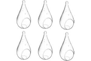 CYS EXCEL 7" Hanging Glass Teardrop Terrariums (6 PCS) | Air Plants Planter Globes | Hanging Tea Light Candle Holders
