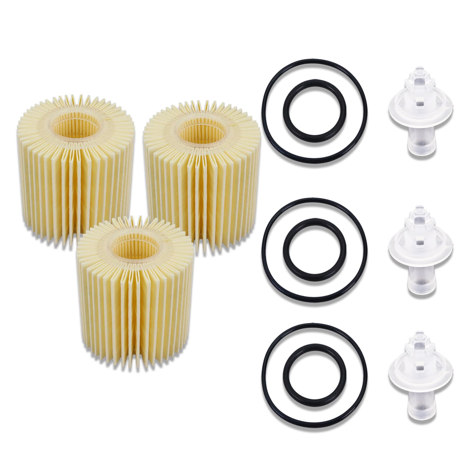 Photo 1 of 04152-YZZA1 Oil Filter Kit Compatible with Toyota Avalon Camry RAV4 Highlander Sienna Lexus ES300h ES350 IS200t RX350 RX450h, Replaces 04152-0V010, 04152-31090, 04152-YZZG1, 19236618, CH9972 (3 pcs)