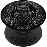 Cool Mandala Owl Illustration Unique Big Eyes Women Men Kids PopSockets Adhesive PopGrip