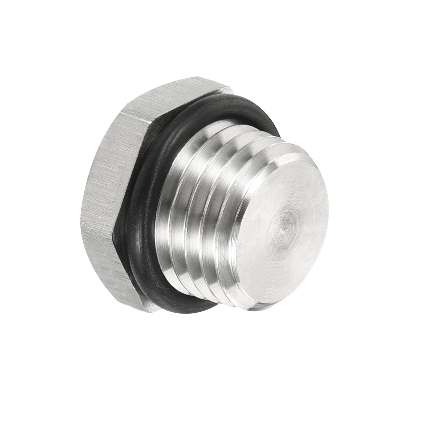 PATIKIL 1/4 NPT Male Plug, 1 Pack Waterproof Dustproof 304 Stainless Steel Thread Hex Head Socket Solid Pipe Fitting with Sealing Rubber Ring