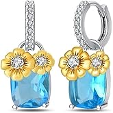 Cycuff 925 Sterling Silver Hoop Earrings Colorful Cubic Zirconia Jewelry Drop Earrings for Women Set Earring Gifts for Her