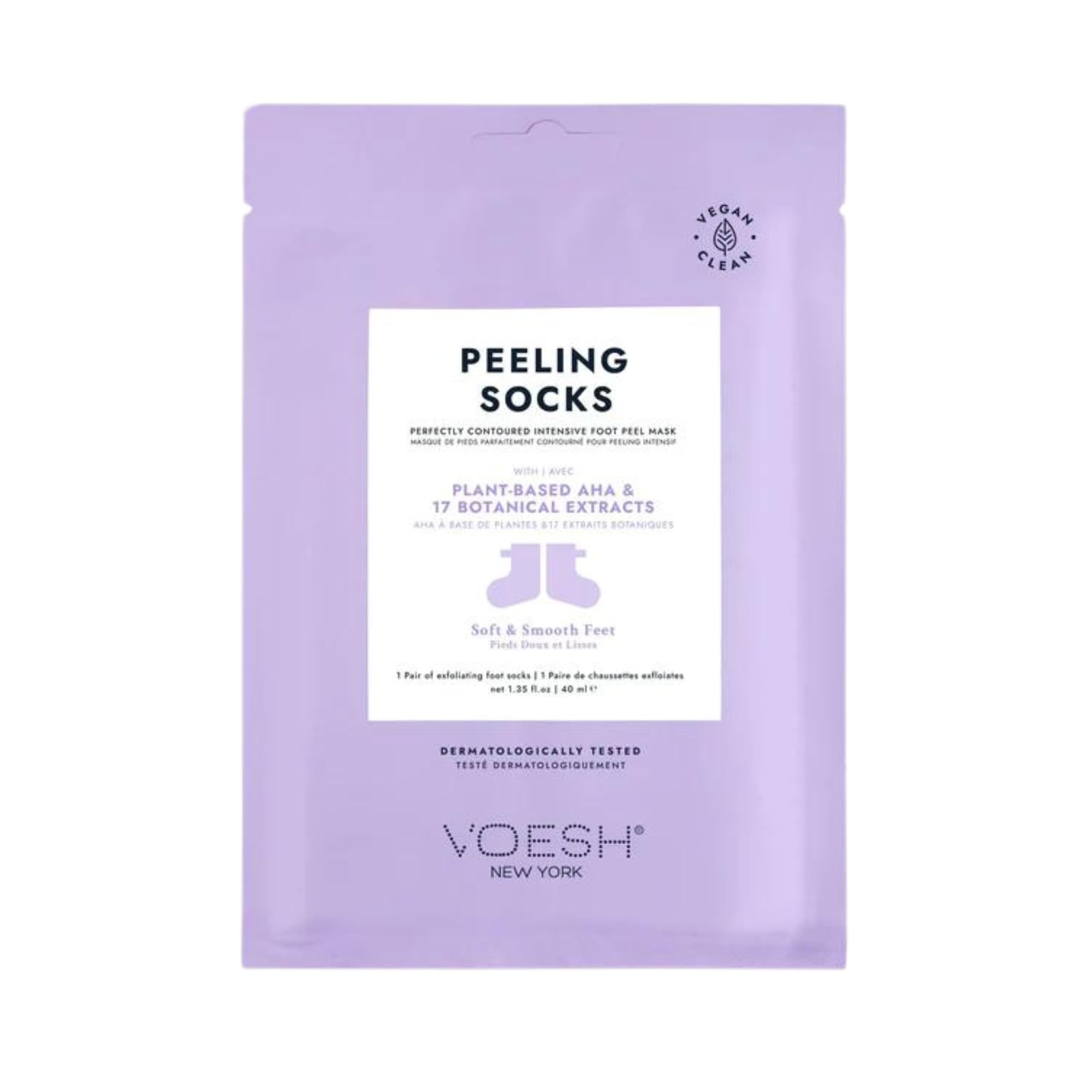 1 Pair Voesh New York Exfoliating Peeling Socks with Botanical Extracts, 40 ml