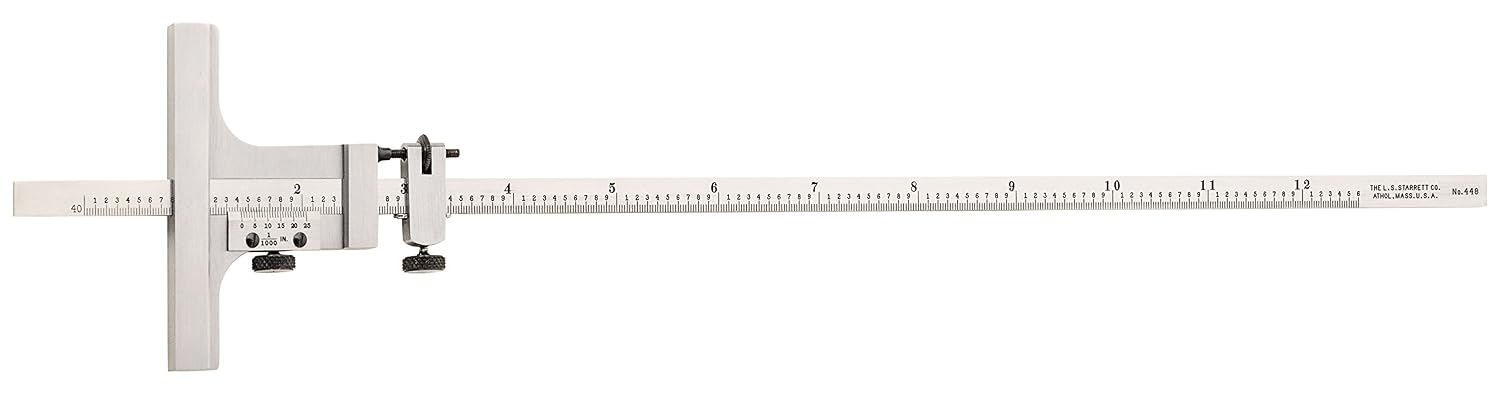 Produktbild von Starrett 448Z-12 Nonius-Tiefenmesser – 0-30,5 Cm, 0,001 Zoll Teilung – Inkl. Messklinge Und Koffer