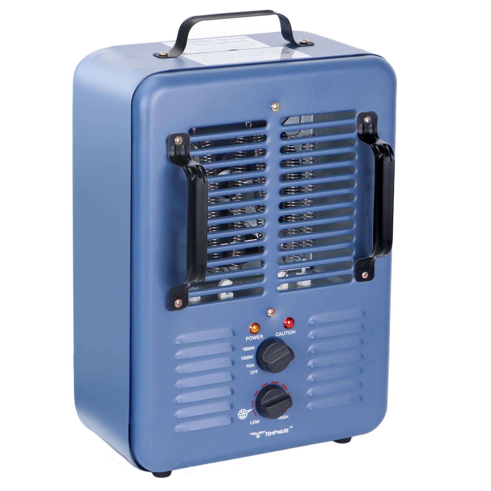 Milkhouse Space Heater, 1300W/1500W Heater with Thermostat, 3 Heat Settings, Safe and Quiet Heater, Anti-Freezing Setting for Garage Workshop Warehouse, Blue
