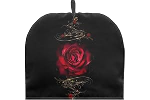 Doojoayie Rose Pattern Tea House Kettle Tea Pot Teapot Cozy, Black Proof Insulated Teapot Cover, Dustproof Tea Kettle Quilt for Home