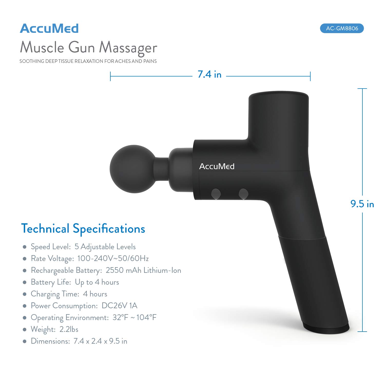 AccuMed Massage Gun Heavy Duty Ultra Quiet and Super Powerful Gun
