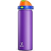 32 oz Insulated Water Bottle for Women: Meoky Stainless Steel Metal Water Bottle with 2-in-1 Straw and Spout Lid - Leak Proof, Cold for 24 Hours, Protective Silicone Base, BPA-Free for School, Violet