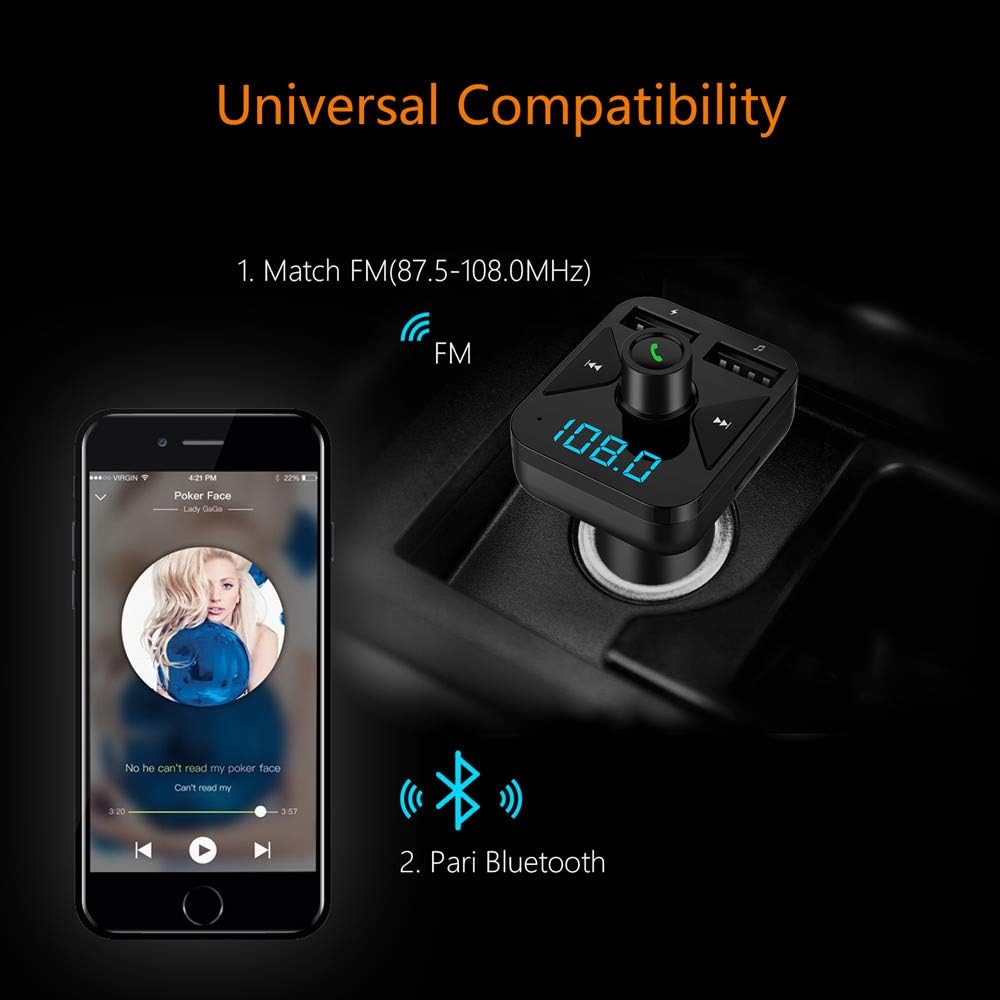 KALENI Car MP3 Music Player with USB Car Charger Bluetooth FM