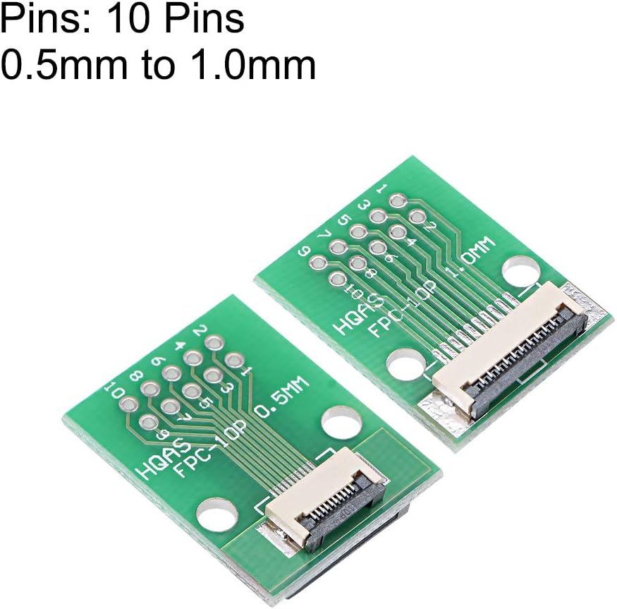 sourcing map FFC FPC 10 Pin 0.5mm 1mm Pitch to DIP 2.0mm PCB Converter Board Couple Extend Adapter, Green - Image 3