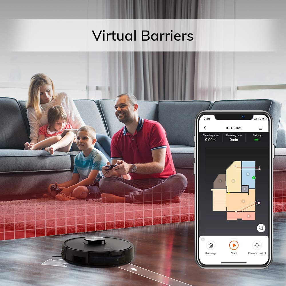 ILIFE A10s Lidar Robot Vacuum, Smart Laser Navigation and Mapping, 2000Pa Strong Suction, Wi-Fi Connected, Multiple-Floor Mapping, 2-in-1 Roller Brush For Hard Floor