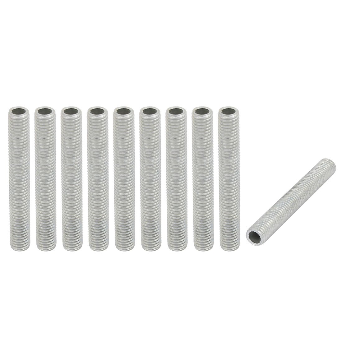 Sourcingmap Lamp Pipe Nipple, M7 Thread 50mm Length Hollow Lamps Repair Part Hardware for Lamp Lights, Zinc Plated Silver Tone, Pack of 10