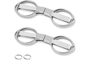 VICSAMER 2PCS Folding Scissors, Portable Travel Scissor, Gift for Men Glasses Shaped Mini Shear Telescopic Cutter, Anti Rust Stainless Steel Scissors for Fishing Sewing Home Office-Silvery