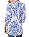 Casual Floral Print Pattern Shirts For Women Shirt 3/4 Cuffed Sleeves V Neck Blouses Ladies Blouses and Tops (Sapphire, XL)