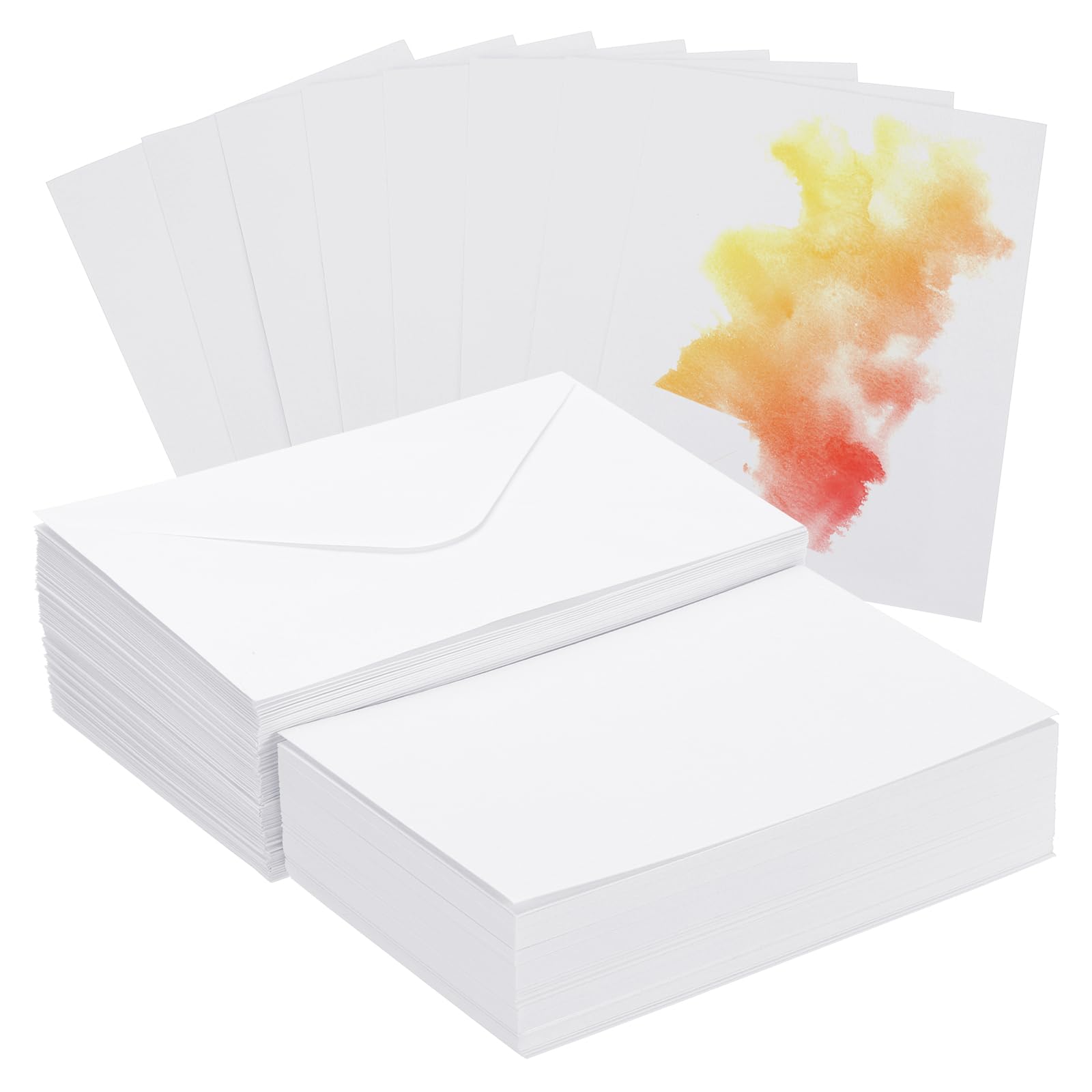 PATIKIL 200 Sets Pure Cotton Watercolor Cards 140lb/300 GSM Postcards with Envelopes for Art Painting Creative Thank Notes, 4x6 Inch