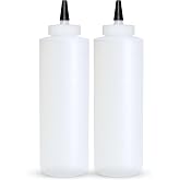 BRIGHTFROM Condiment Squeeze Bottles 16 OZ Wide Neck, Empty Squirt Bottles - Removable Top-Cap, Leak Proof for Ketchup, Mustard, Syrup, Sauces, Dressing, Oil, Arts &amp; Crafts, BPA FREE Plastic - 2 PACK