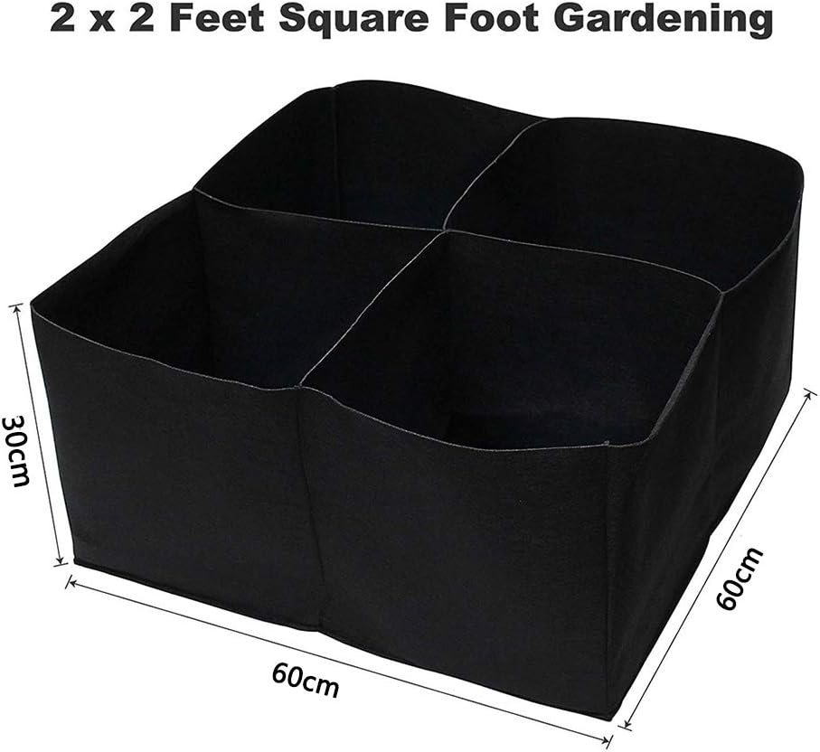SUREH 2PCS Fabric Raised Garden Bed for Vegetables Flowers 4 Divided Grids Raised Vegetable Planter Bed Square Garden Growing Bags Aeration Fabric Potato Tomato Planter Pots - Image 5