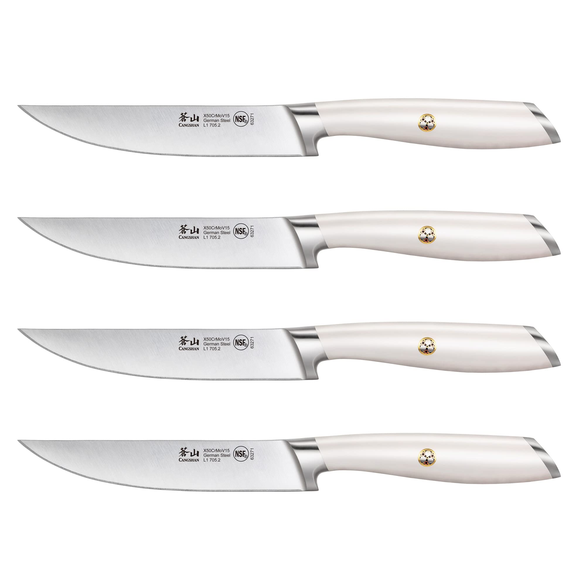 Cangshan L1 Series 1027518 Set 3 Coltelli Da Cucina HUA In Acciaio Tedesco Con Blocco In Acacia