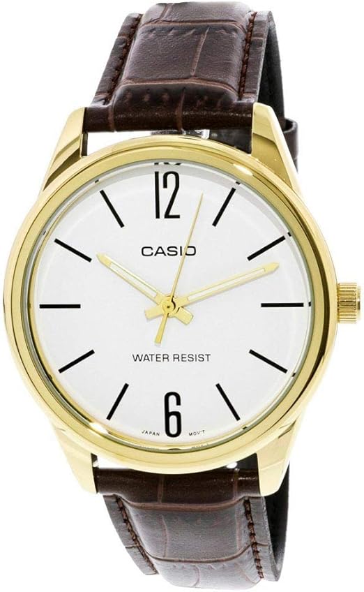 casio gold leather watch
