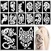 Xmasir 34 Pieces Airbrush Temporary Tattoo Stencils Kit for Men Arm Back Body Panit Reusable Glitter Tattoo Sticker 2 Large+32 Small Size