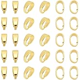 HOBBIESAY 30Pcs 0.11 Inch Real 18K Gold Plated Snap On Bails Pinch Bails Clips Pendant Bail Connector Charm Clasp for Neckalce Jewelry DIY Craft Making