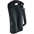 2 Bottle Wine Carrier Travel Bag - Thick Insulating Neoprene Wine Tote- Expandable 2 Bottle, Taller Design - Zipper Closes over Corked Bottles, Adjustable Shoulder Strap