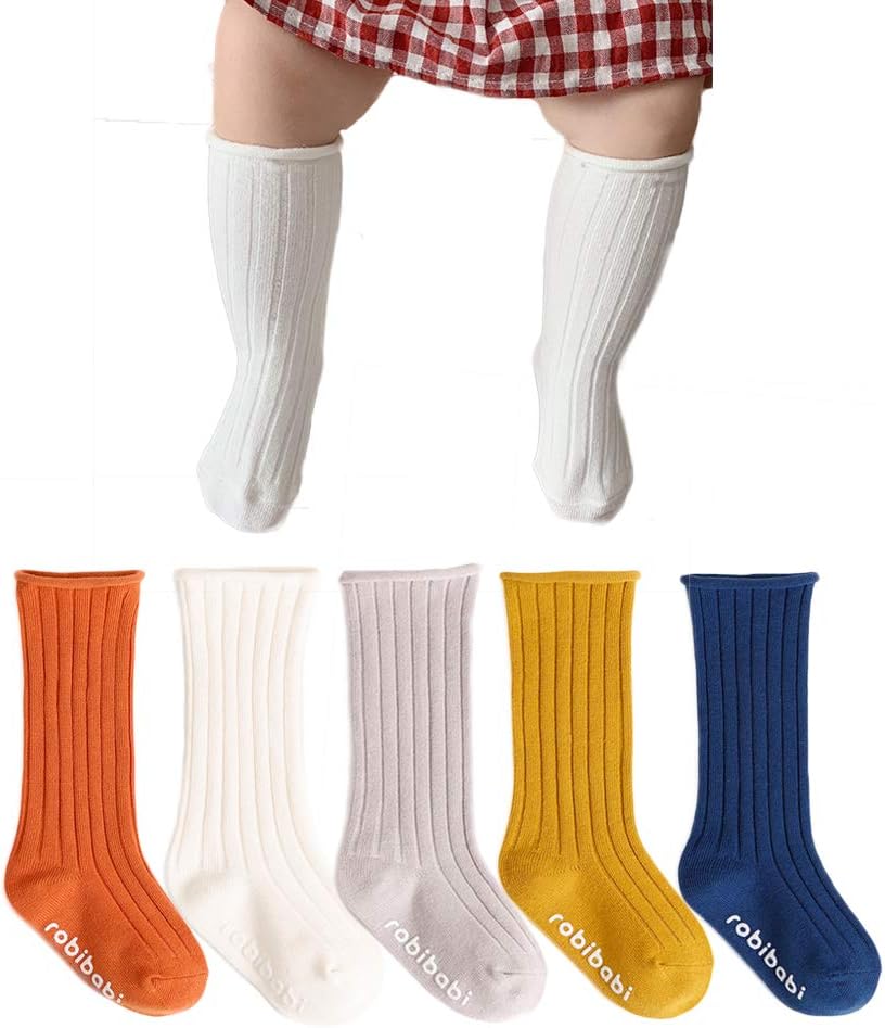 Baby Toddler Knee High Non Skid Socks Grip Girls Boys Long Stockings Anti Slip