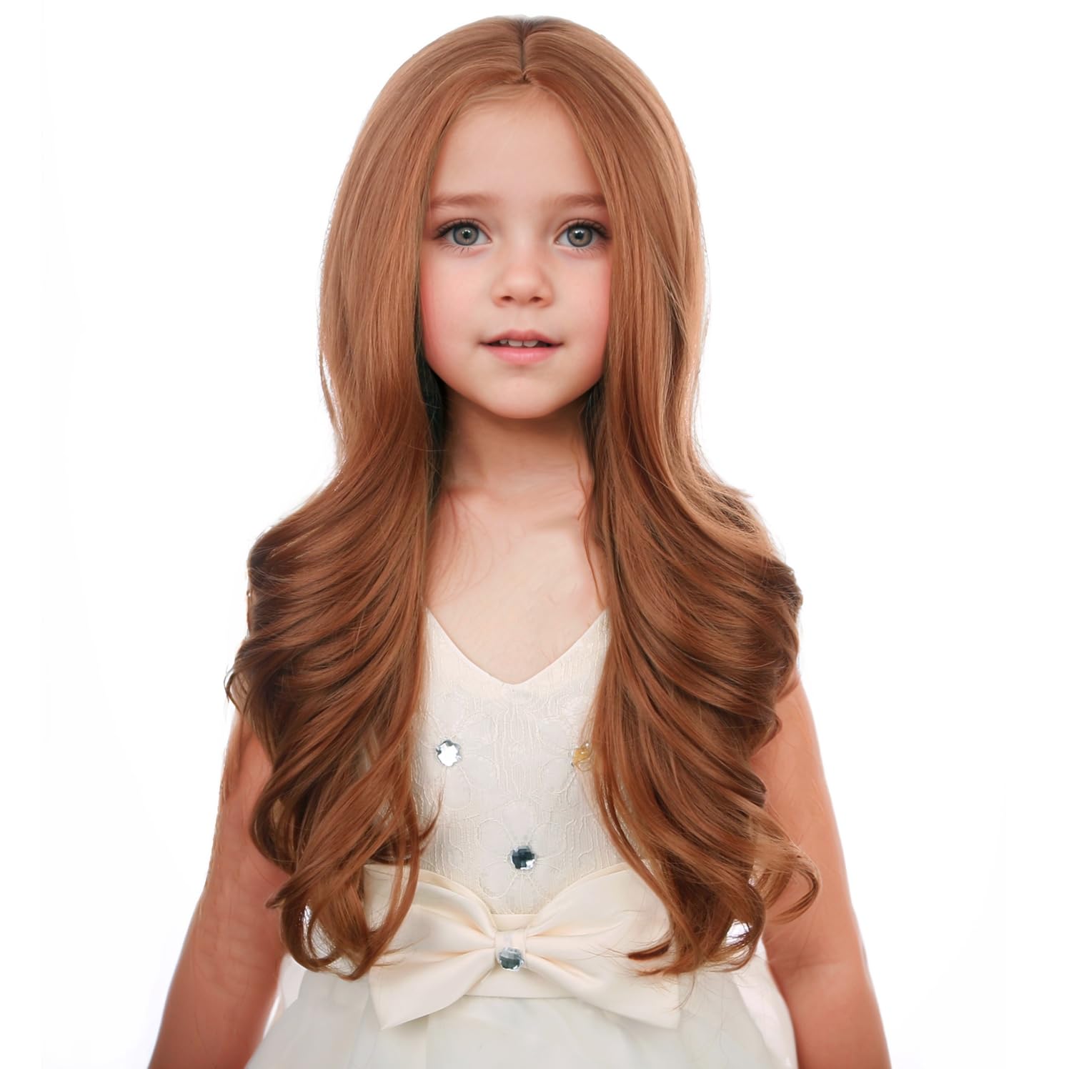 Photo 1 of PATTNIUM Dark Orange Wig for Women Long Curly Ginger Wigs Middle Part Auburn Wigs Heat Resistant Synthetic Wig