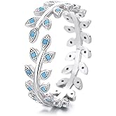 LadayPoa Adjustable Leaf Statement Ring for Women with Blue Stones Simple Dainty Silver Leaves Branche Open Band Rings Minimalist Aesthetic Stacking Rings Fashion Jewelry Gift for her