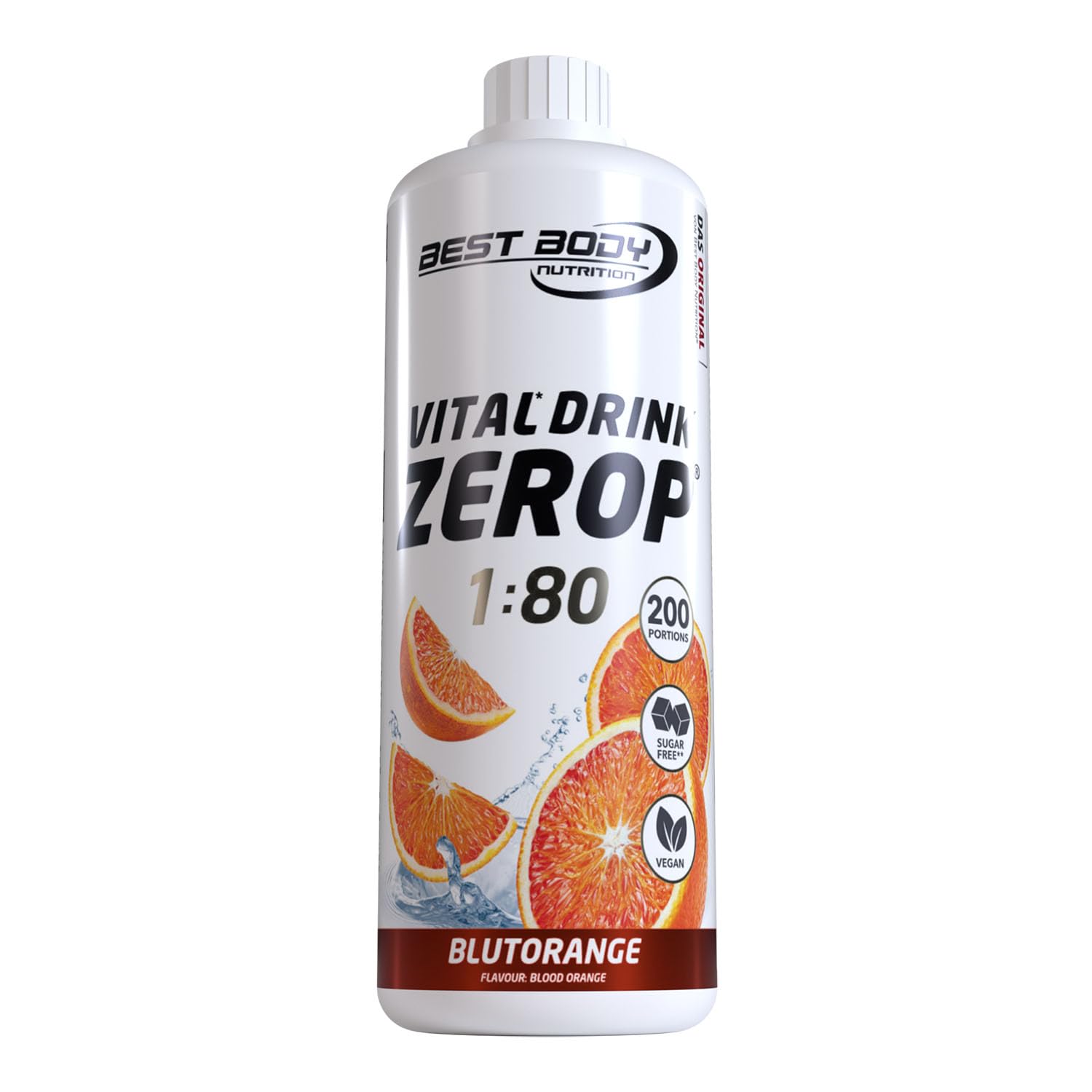 Best Body Nutrition ZEROP Vital Zuckerfreies Getränkekonzentrat Sirup Blutorange Ohne Aspartam 1 L ergibt 80 L Getränk Fitness Drink mit Vitaminen B1 B6 Niacin Kalorienarm Wassersprudler