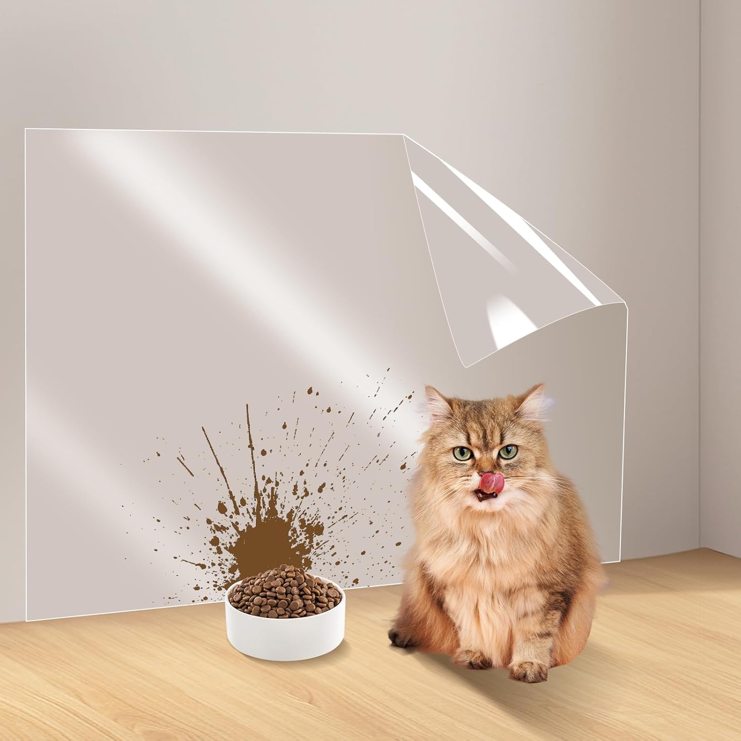 40X500cm Clear Electrostatic Wall Protective Film, Kitchen Wall Protector Oil Proof, Transparent Plastic Wall Protection, Static Wall Protection Film, for Wall, Door, Furniture, Kitchen Splashbacks