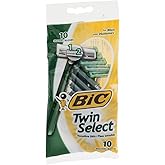 Bic Twin Select, Sensitive Skin, Disposable Shaver for Men, Pack of 12 (10 Razors Per Pack)